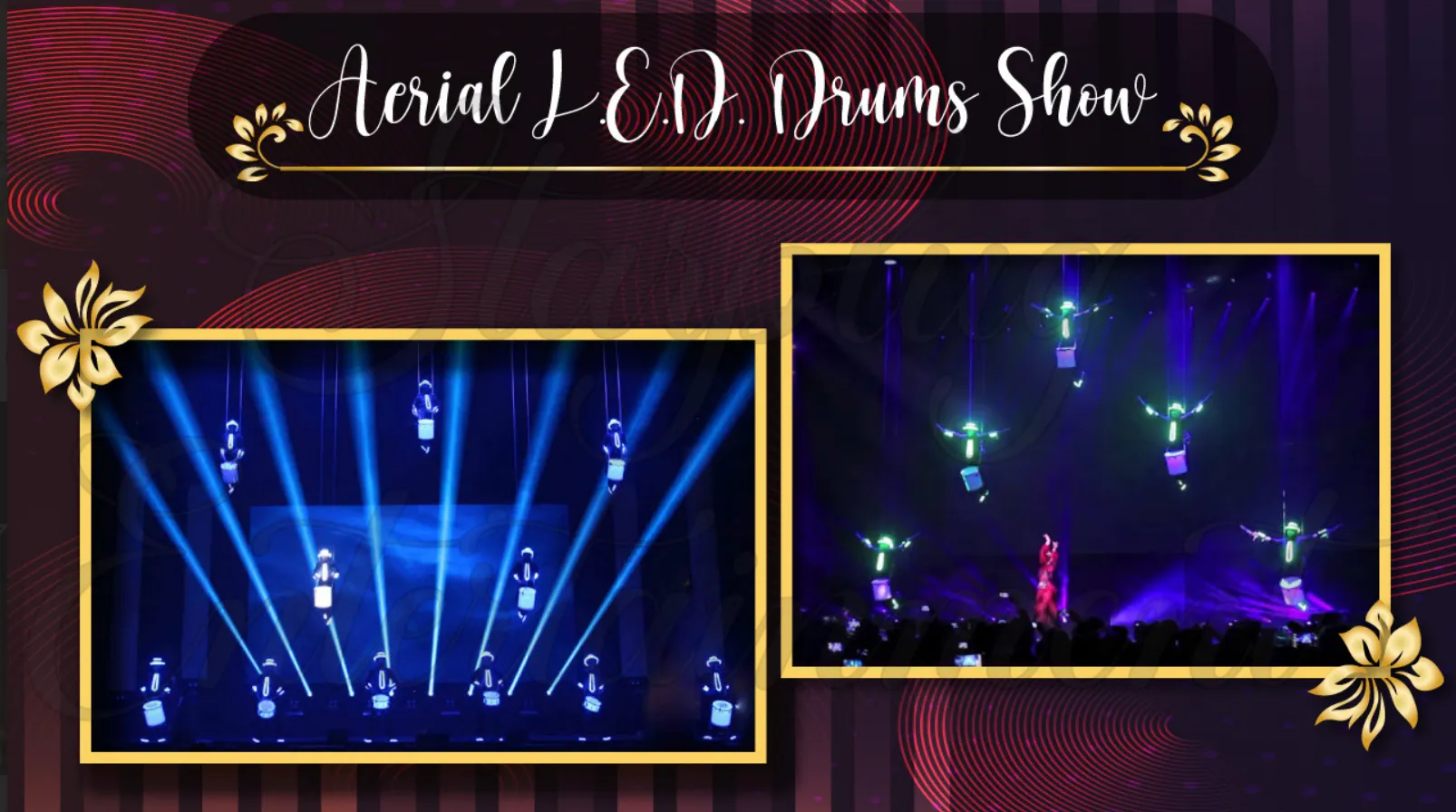 Aerial LED drumming at a luxury destination wedding