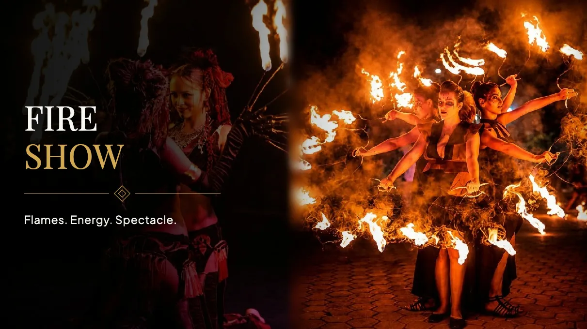 Fire show performer at a festival