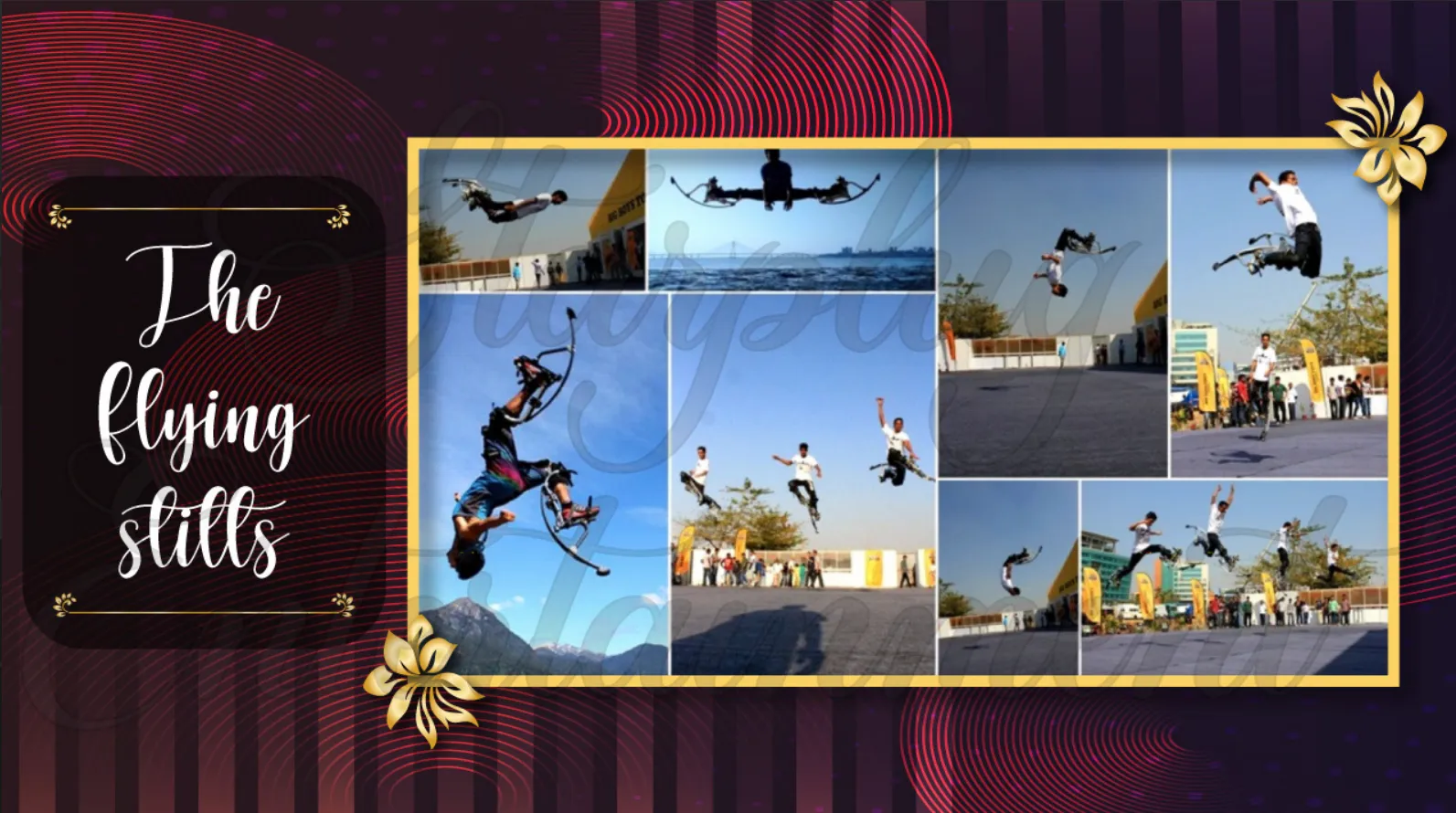 Flying stilts performer at a brand activation shoot