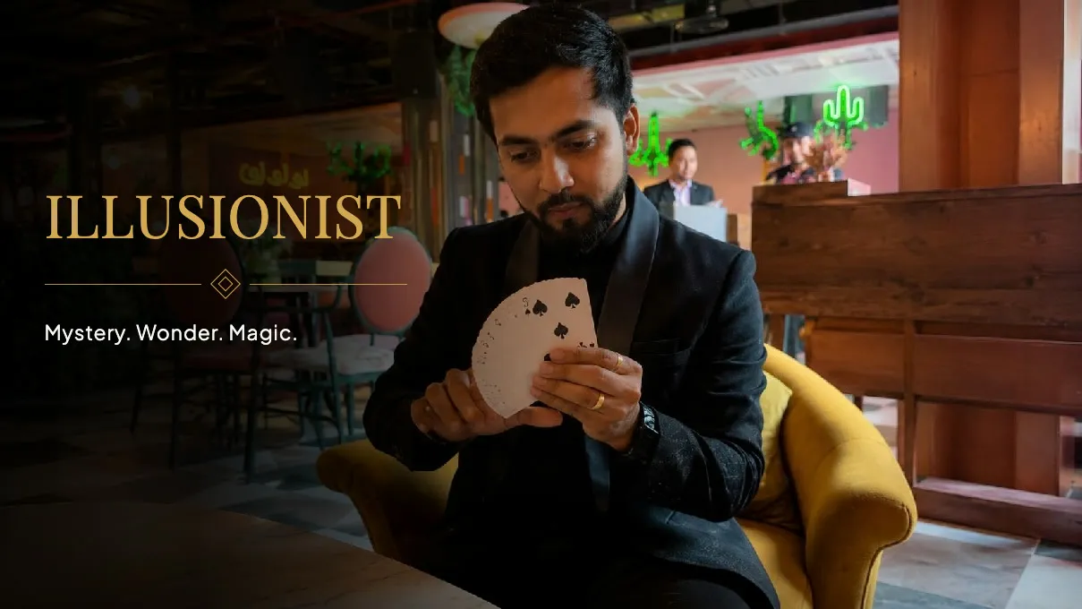 Illusionist performing at a luxury wedding