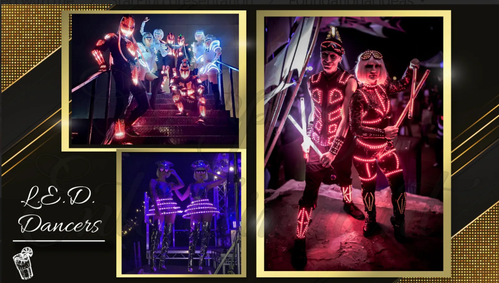 LED dance act performing with illuminated costumes