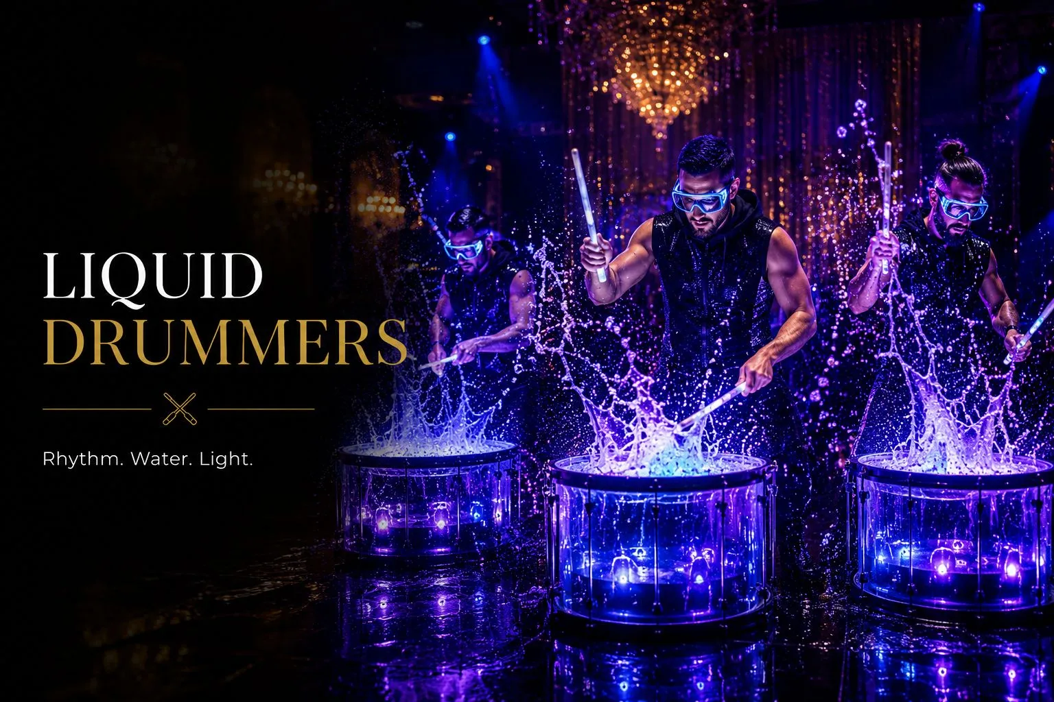 Liquid drummers performing at a corporate event