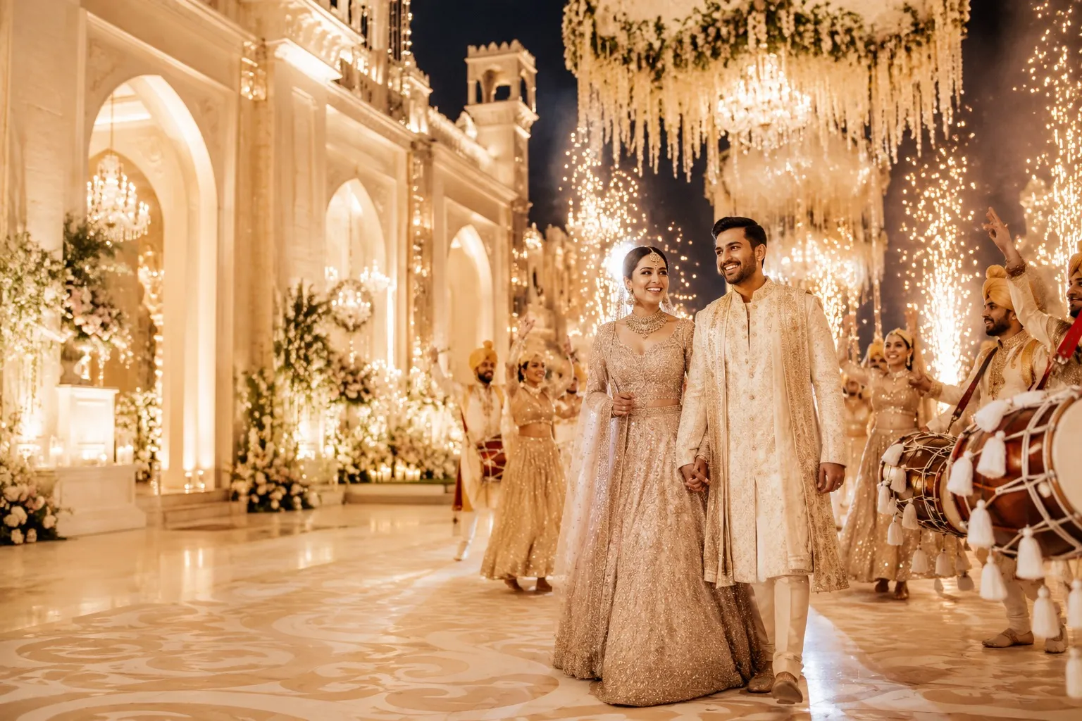 Champagne stroller at luxury wedding